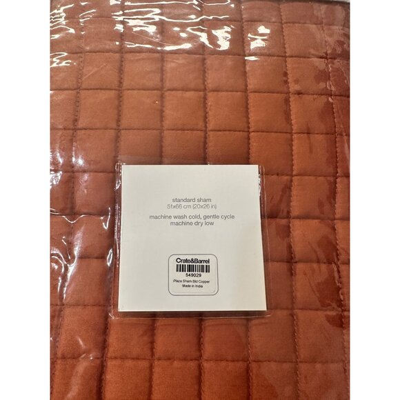 Crate and Barrel Bedding Standard Quilted Sham Plaza Copper New In Packaging - Picture 3 of 4